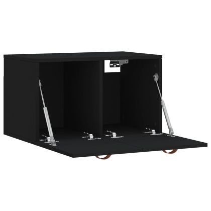 Стенен шкаф, черен, 60x36,5x35 см, инженерно дърво