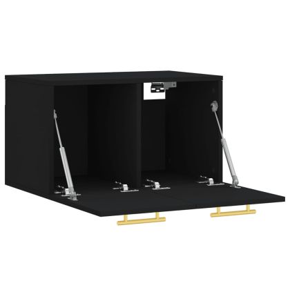 Стенен шкаф, черен, 60x36,5x35 см, инженерно дърво