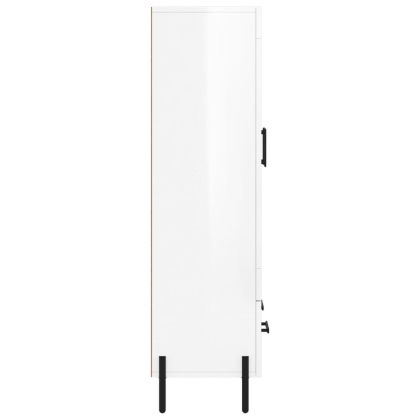 Висок шкаф, бял гланц, 69,5x31x115 см, инженерно дърво