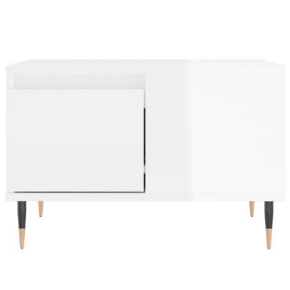 Кафе маса, бял гланц, 55x55x36,5 см, инженерно дърво