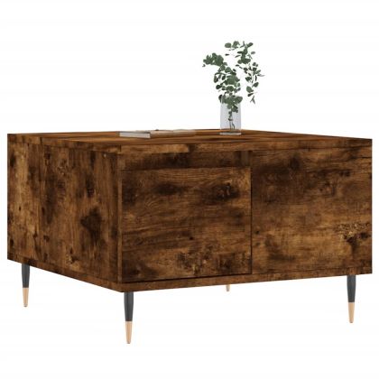 Кафе маса, опушен дъб, 55x55x36,5 см, инженерно дърво