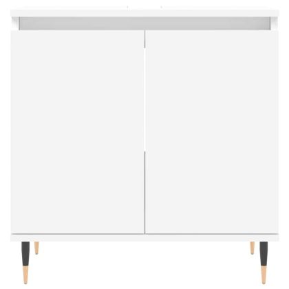 Шкаф за баня, бял, 58x33x60 см, инженерно дърво