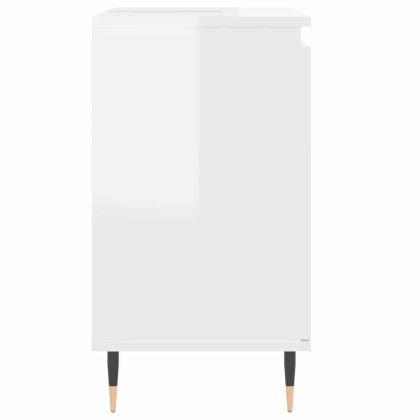 Шкаф за баня, бял гланц, 58x33x60 см, инженерно дърво