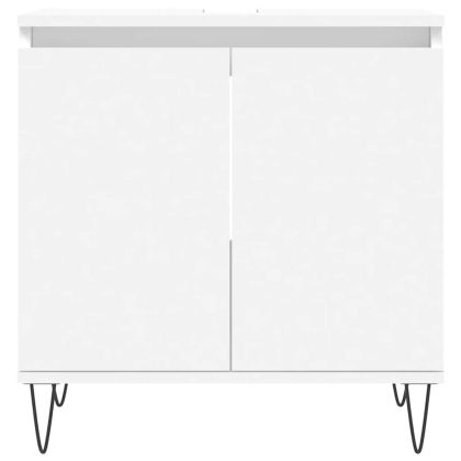 Шкаф за баня, бял, 58x33x60 см, инженерно дърво