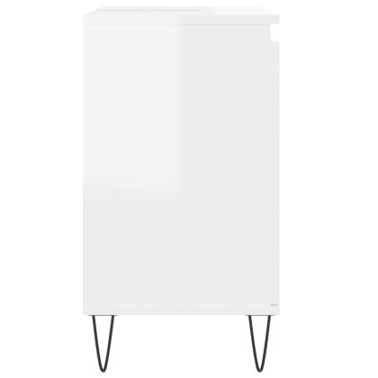 Шкаф за баня, бял гланц, 58x33x60 см, инженерно дърво