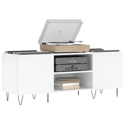 Шкаф за грамофонни плочи бял 121x38x48 см инженерно дърво