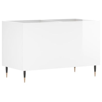 Шкаф за винилови плочи бял гланц 74,5x38x48 см инженерно дърво