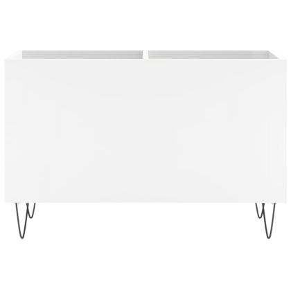 Шкаф за грамофонни плочи бял 74,5x38x48 см инженерно дърво
