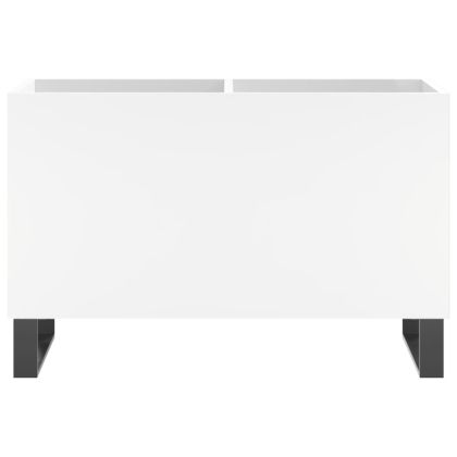 Шкаф за грамофонни плочи бял 74,5x38x48 см инженерно дърво