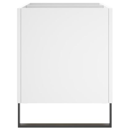 Шкаф за грамофонни плочи бял 74,5x38x48 см инженерно дърво