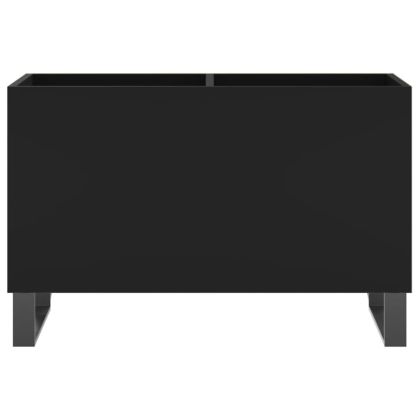 Шкаф за грамофонни плочи черен 74,5x38x48 см инженерно дърво