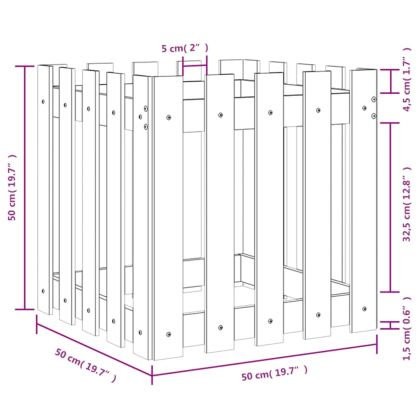 Градинска кашпа с дизайн на ограда 50x50x50 см дугласки масив