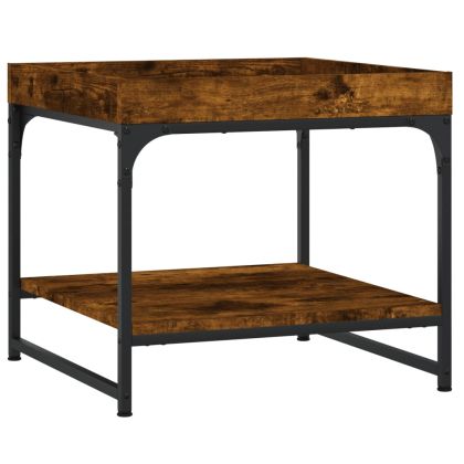 Кафе маса, опушен дъб, 49,5x49,5x45 см, инженерно дърво