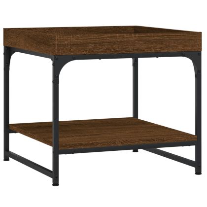 Кафе маса, кафяв дъб, 49,5x49,5x45 см, инженерно дърво