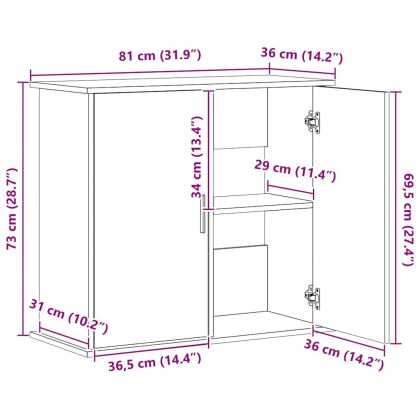 Поставка за аквариум, бяла, 81x36x73 см, инженерно дърво