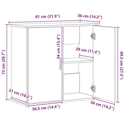 Поставка за аквариум, сив сонома, 81x36x73 см, инженерно дърво