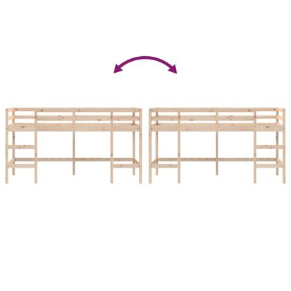 Детско високо легло със стълба, 90x200 см, бор масив