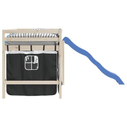 Завеси за високо детско легло, бяло и черно, полиестер