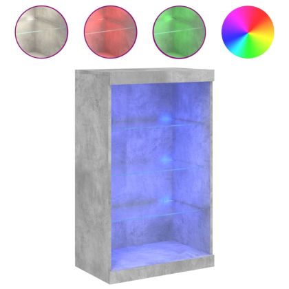 Сайдборд с LED светлини, бетонно сив, 60,5x37x100 см