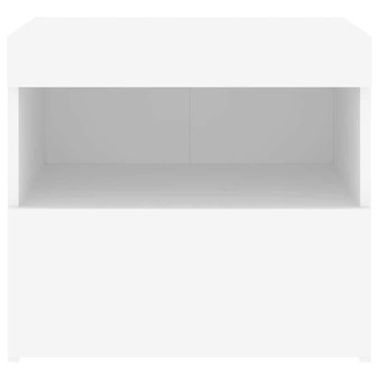 Нощно шкафче с LED осветление, бяло, 50x40x45 см