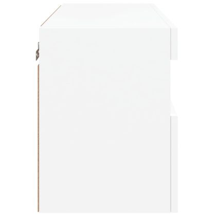 Стенен ТВ шкаф с LED осветление, бял, 60x30x40 см