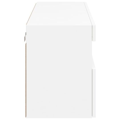 Стенен ТВ шкаф с LED осветление, бял, 100x30x40 см