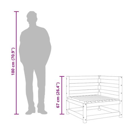 Градински диван, 3-местен, восъчнокафяв, бор масив