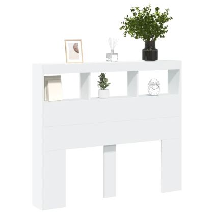 Табла шкаф с LED, бял, 120x17x102 см