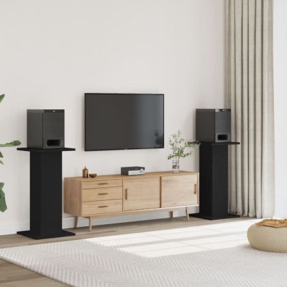 Стойки за тонколони 2 бр черни 30x30x80 см инженерно дърво