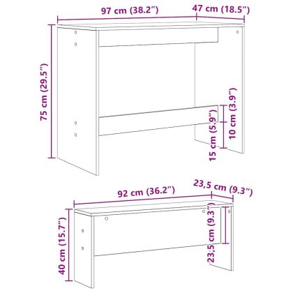 Трапезна маса и пейки, 3 части, дъб артизан, инженерно дърво