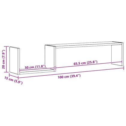 стенни рафтове 2 бр. старо дърво 100x15x20 cm инженерно дърво