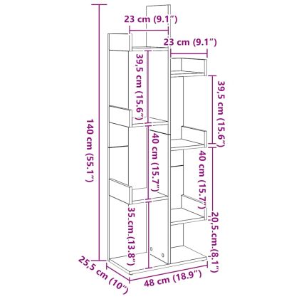 Библиотека, дъб артизан, 48x25,5x140 см, инженерно дърво
