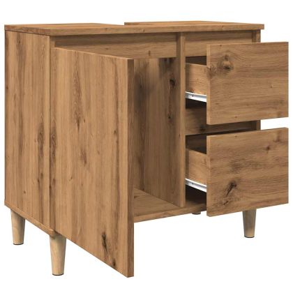 Шкаф за мивка, дъб артизан, 65x33x60 см, инженерно дърво