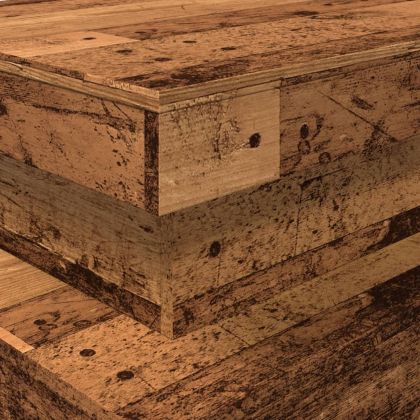 Маса за кафе с LED осветление, старо дърво, 90x50x40 см