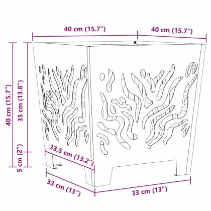 Огнище Черно 40 x 40 x 40 cm Стомана