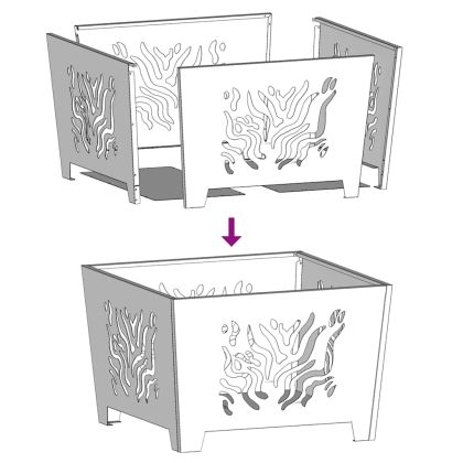 Огнище Черно 60 x 60 x 40 cm Стомана