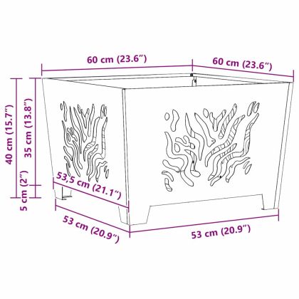 Огнище Черно 60 x 60 x 40 cm Стомана