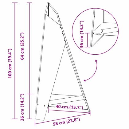 Огнище Черно 58 x 40 x 100 см Студено валцована стомана