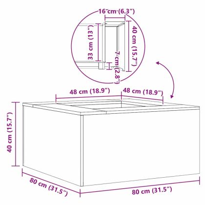 Огнище Черно 80 x 80 x 40 cm Студено валцована стомана