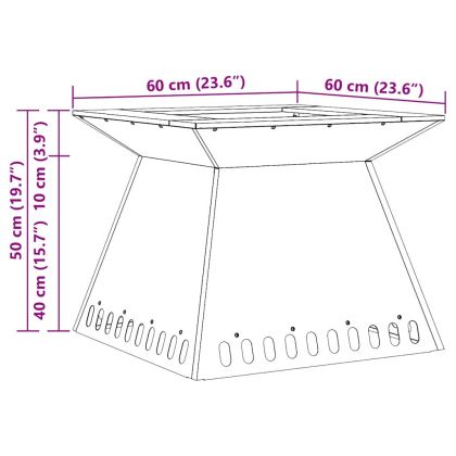 Огнище Черно 60 x 60 x 50 см Студено валцована стомана