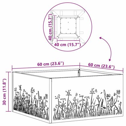 Огнище Черно 60 x 60 x 30 cm Стомана