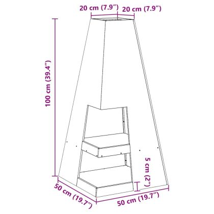 Огнище Кафяво 50 x 50 x 100 cm Стомана