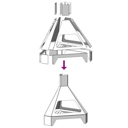 Огнище Черно 50 x 43 x 52 см Стомана