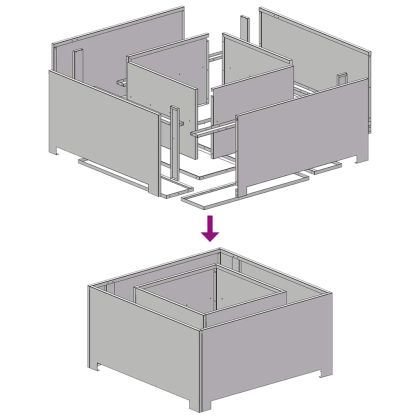 Огнище Кафяво 80 x 80 x 40 cm Патинираща стомана