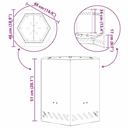 Бездимна камина Черно 48 x 48 x 51 см Стомана