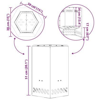 Бездимна камина Черно 38 x 38 x 51 см Стомана