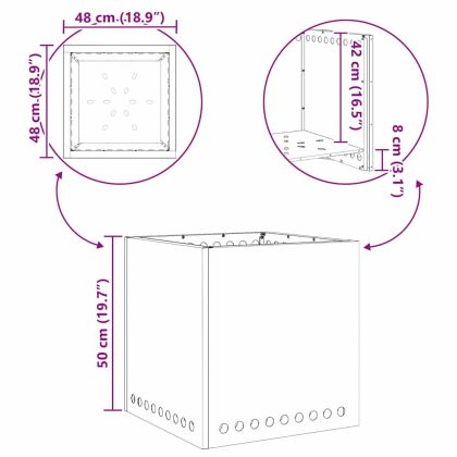 Бездимна камина Черно 48 x 48 x 50 см Стомана