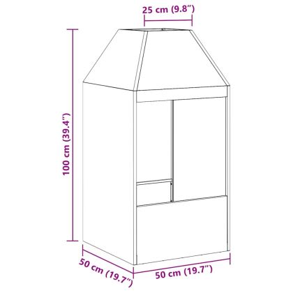 Огнище Черно 50 x 50 x 100 cm Стомана