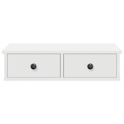 Стенна етажерка с чекмеджета Бяла 60x28x15 cm