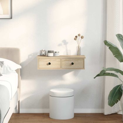 Стенен рафт с чекмеджета дъб сонома 60x28x15 см инженерно дърво